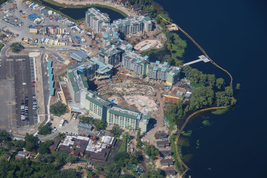 Disney's Lakeshore Lodge aerial construction photo August 2026