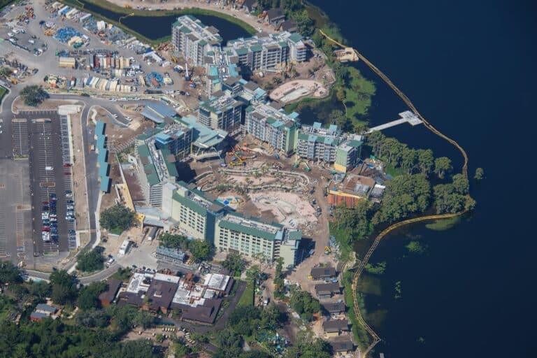 Disney's Lakeshore Lodge aerial construction photo August 2026