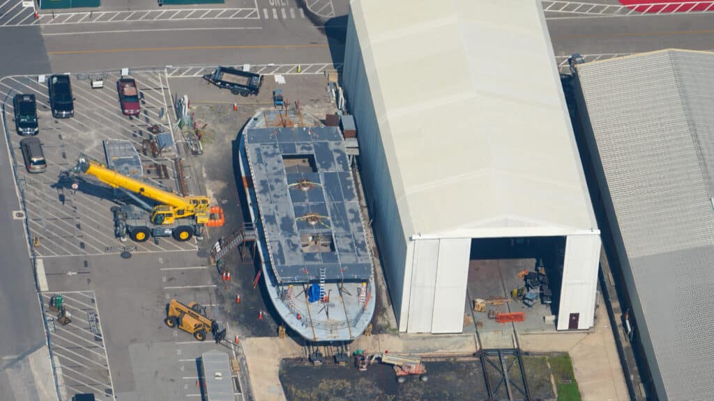 Magic Kingdom new ferry boat hull construction update July 2026