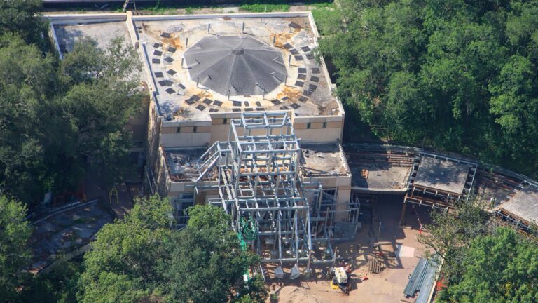 Indiana Jones Animal Kingdom temple construction aerials July 2026