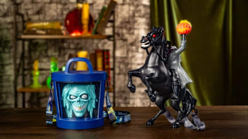Hatbox Ghost and Headless Horseman popcorn buckets for MNSSHP 2026