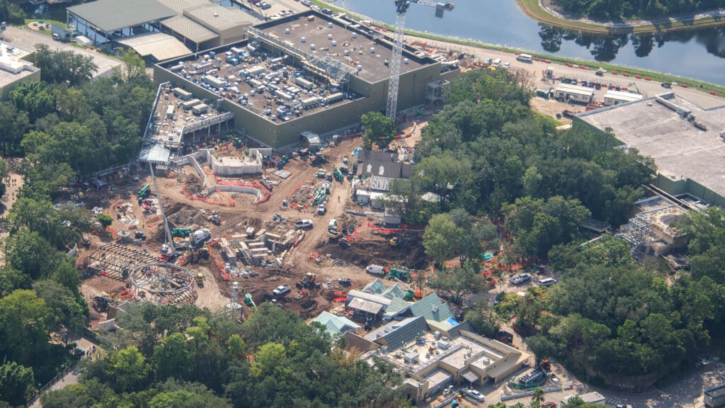 Encanto attraction construction rockwork and Casa Madrigal aerials July 2026