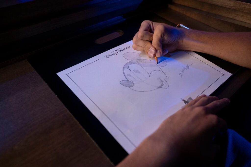 Olaf Draws drawing class stage at The Magic of Disney Animation