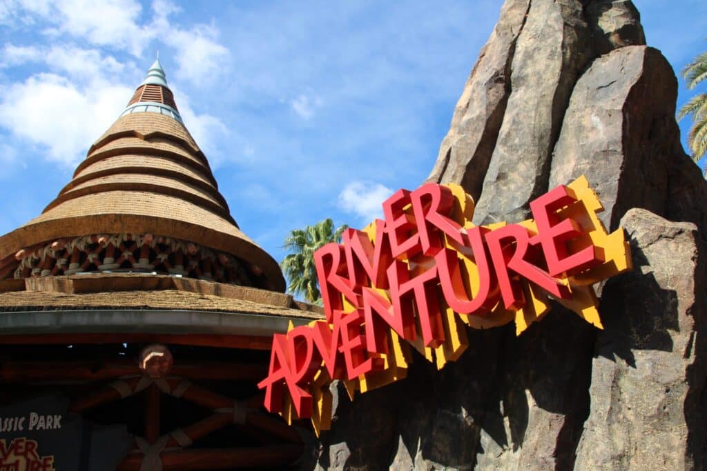Jurassic Park River Adventure refurbishment walls at Islands of Adventure